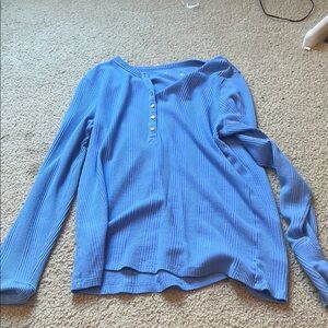 Blue Long Sleeve Henley Top